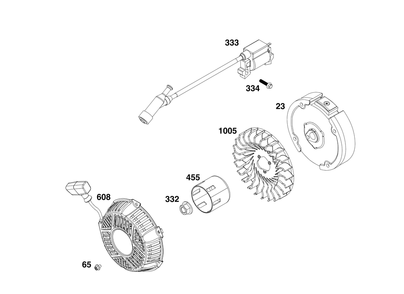 Flywheel, Ignition, And Starter Group Diagram and Parts List for 130G32-0184-F1 100000 - 19Z999 Briggs and Stratton Engine